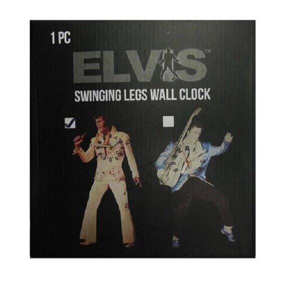 New Elvis Presley Swinging Legs Wall Clock NIB White Jumpsuit Home Decor Photo - Picture 2 of 3